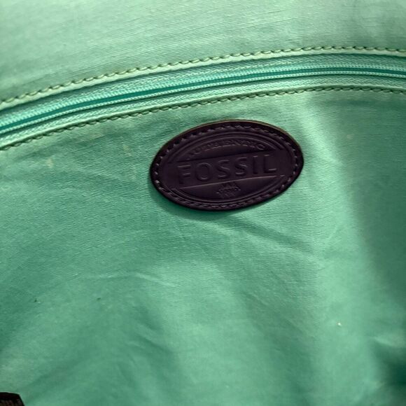 Fossil Navy with Colorful Dot Print Coated Canvas Messenger Bag - Picture 13 of 13